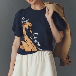 Maeve Puff Sleeve Midnight Swan Pullover Small - never worn New